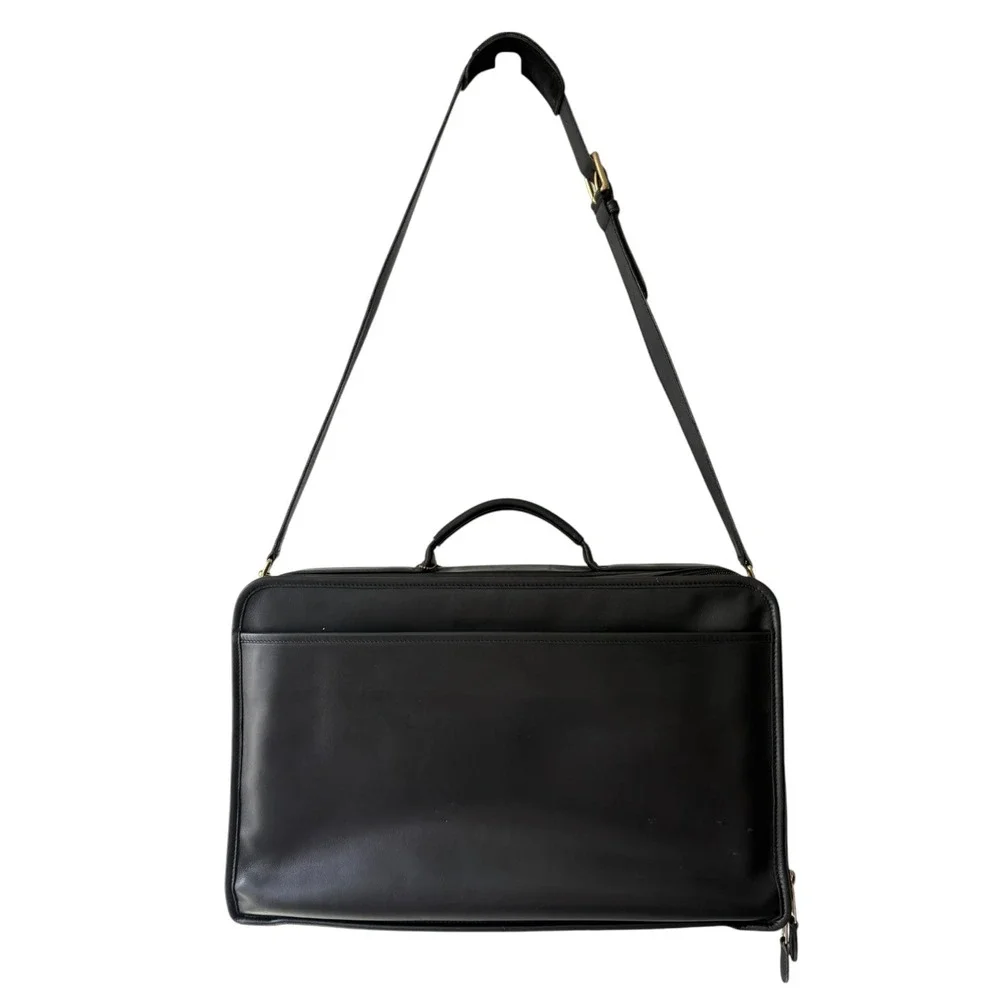 Coach Vintage Black Glove Tanned Leather 0537 Laptop Messenger Bag Case Luggage